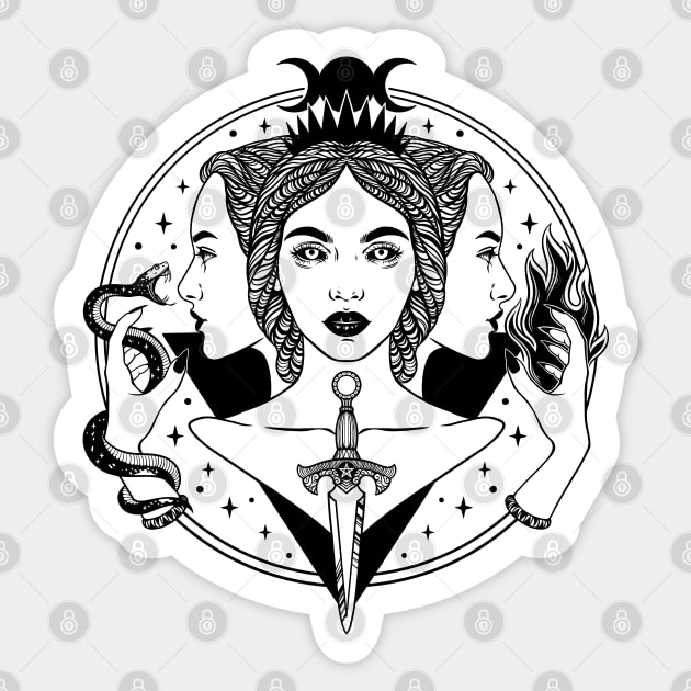 Hecate triple goddess Sticker by OccultOmaStore